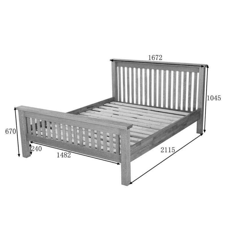 Windsor Solid Oak 5 Foot King Size High Foot End Bed - Image 9