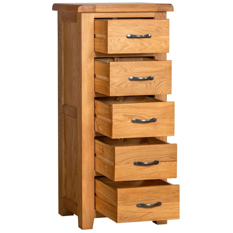 Canterbury Oak 5 Drawer Narrow Chest - Image 2