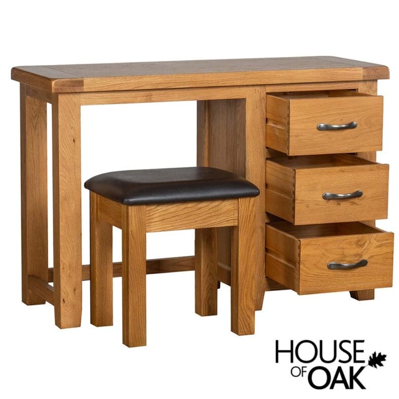 Canterbury Oak Dressing Table with Stool ( Mirror Not Included ) - Image 2