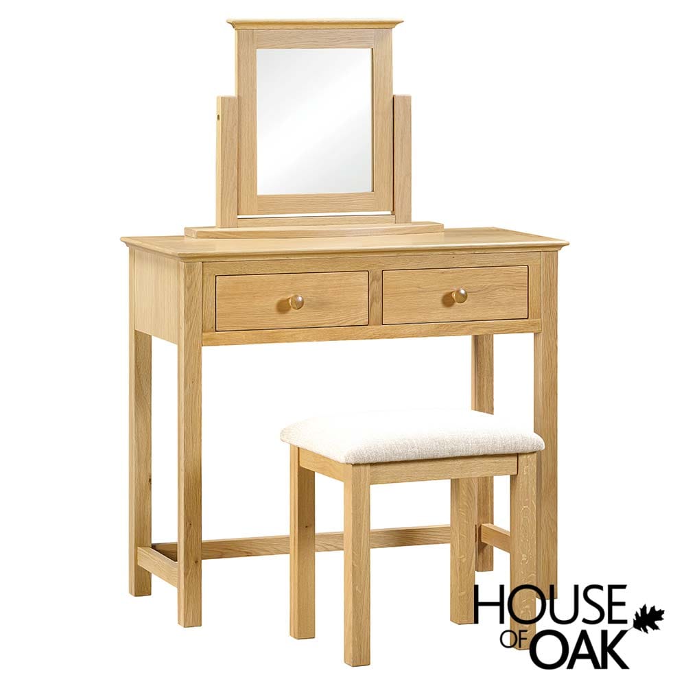 Somerset Oak Dressing Table with Stool and Mirror