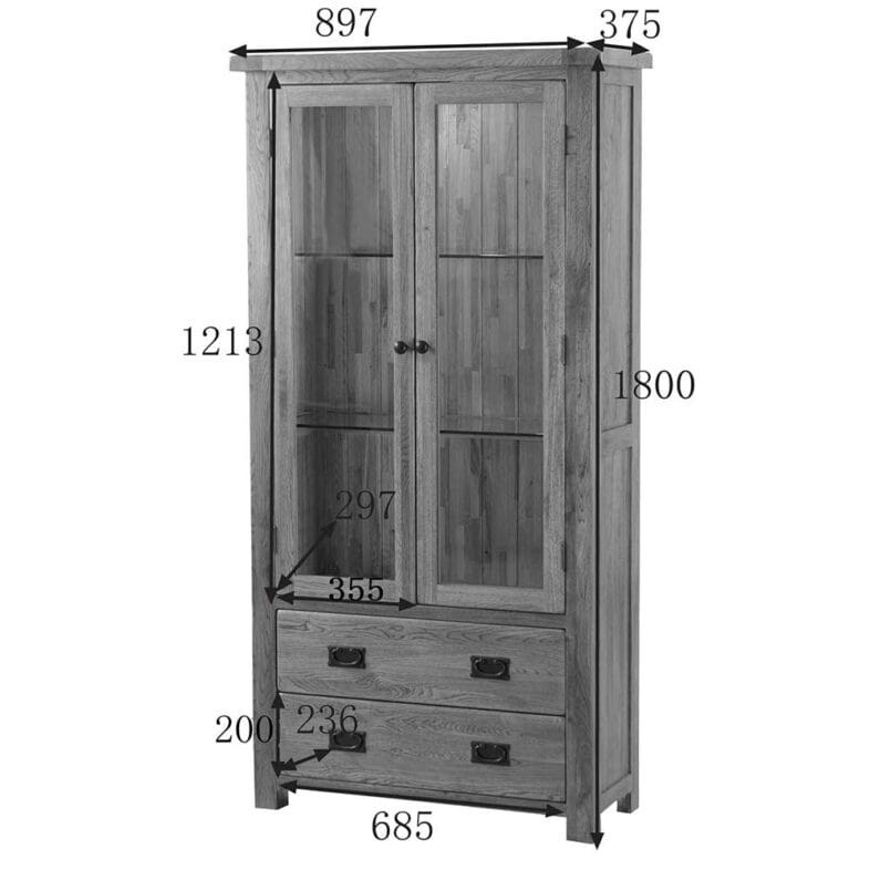 Balmoral Oak Glass Display Cabinet - Image 9