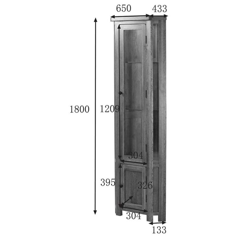 Balmoral Oak Corner Display Cabinet - Image 8