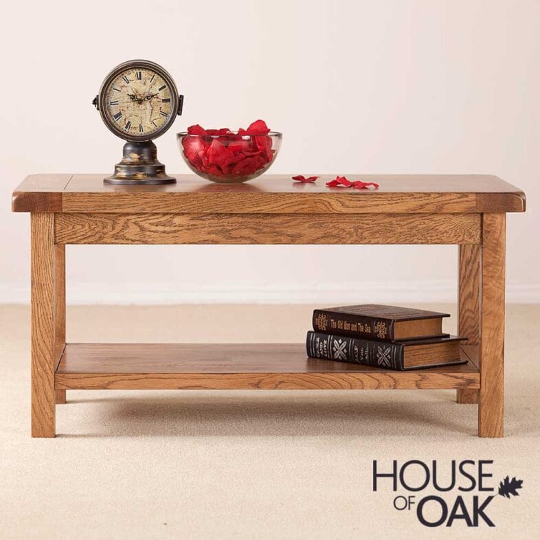 Balmoral Oak 92cm Wide Coffee Table with Shelf - Image 3