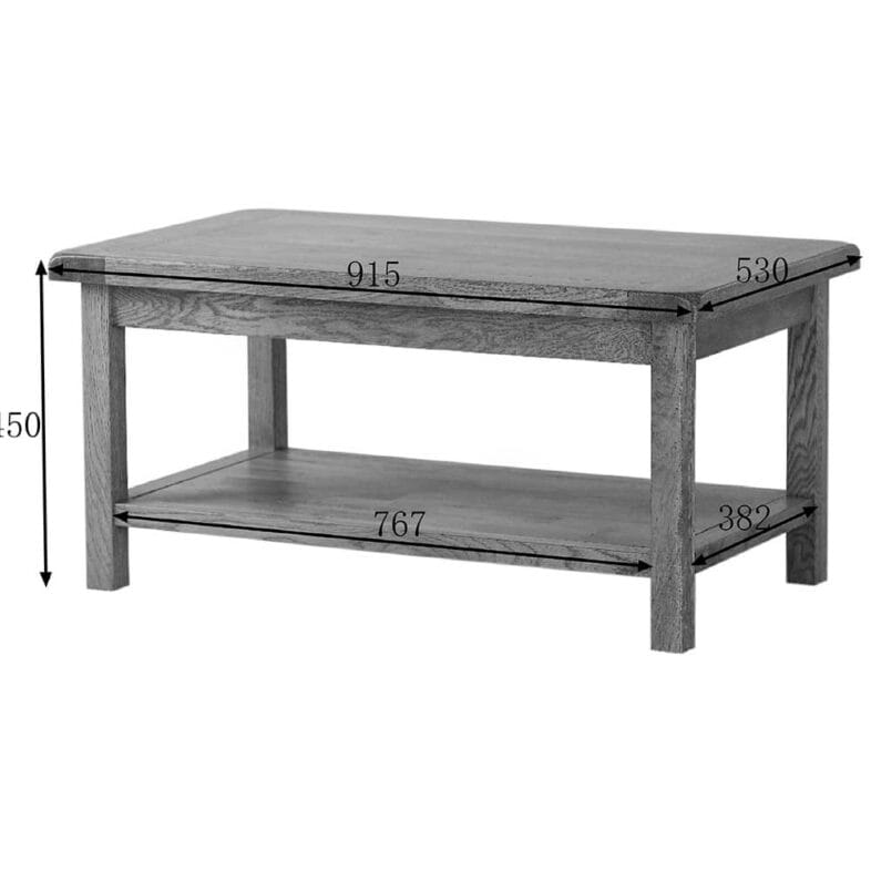 Balmoral Oak 92cm Wide Coffee Table with Shelf - Image 8