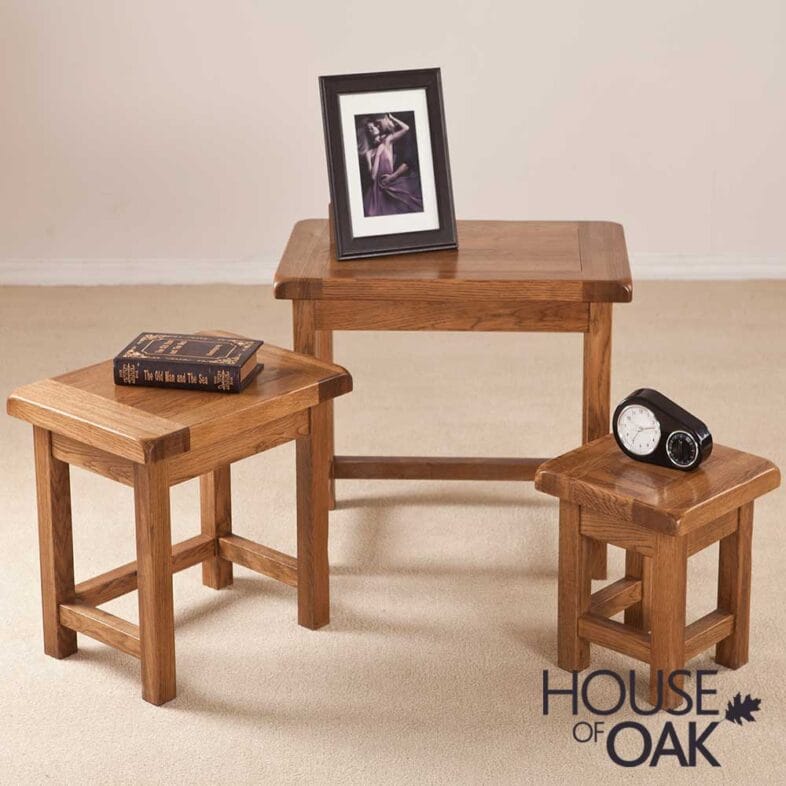 Balmoral Oak Nest of Three Tables - Image 5