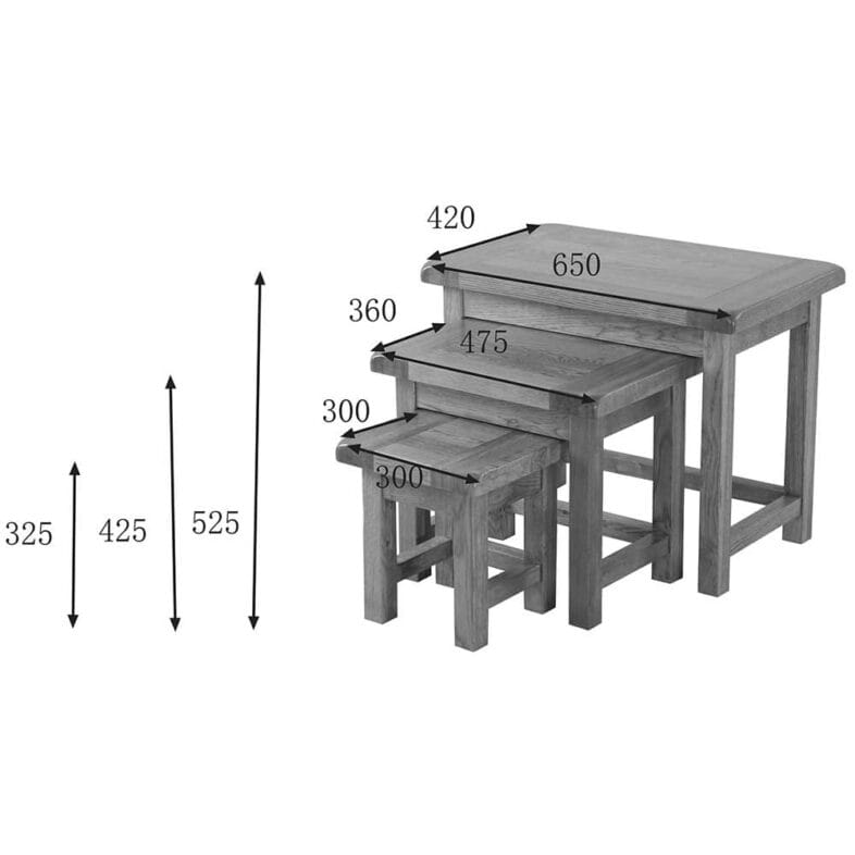 Balmoral Oak Nest of Three Tables - Image 9