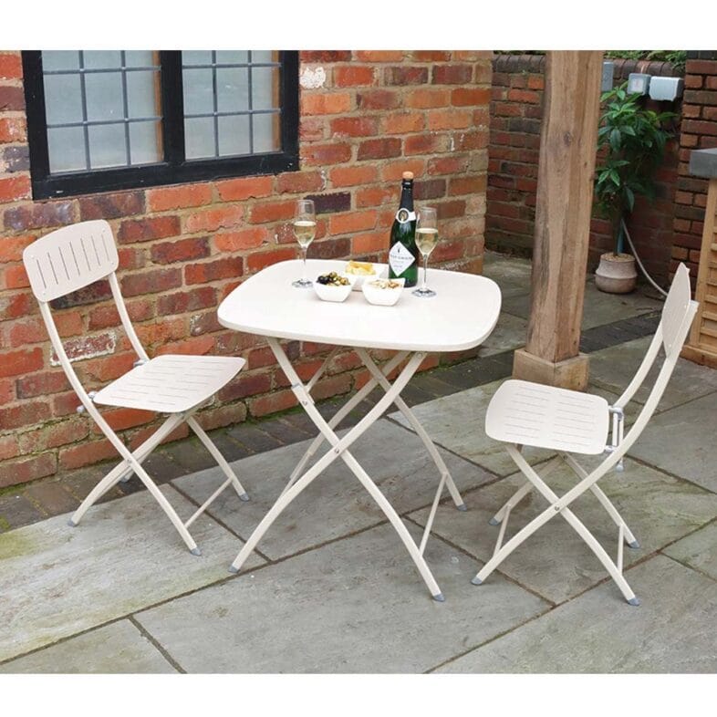 Sun Garden Metal Bistro Set in Champagne - Image 3