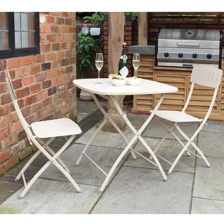 Sun Garden Metal Bistro Set in Champagne - Image 4