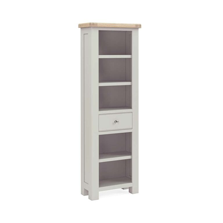 London Oak Tall Narrow Bookcase in Grey Painted
