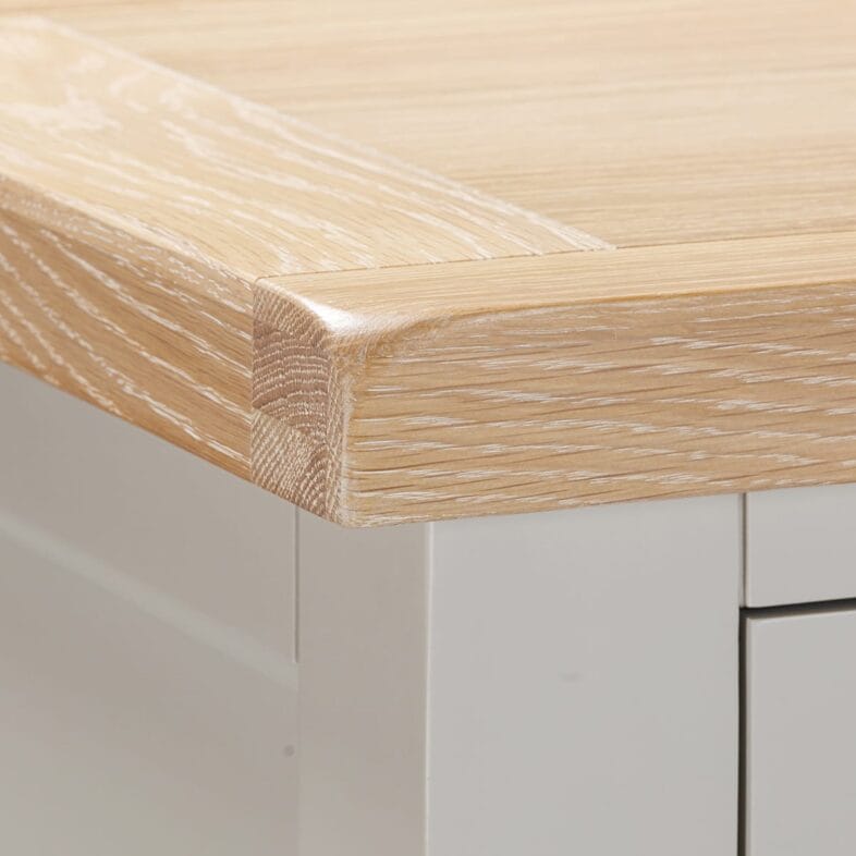 Buttermere Oak 3 Drawer Bedside Painted in Moon Grey - Image 4