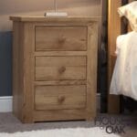 Torino Solid Oak 3 Drawer Bedside Cabinet - Image 2