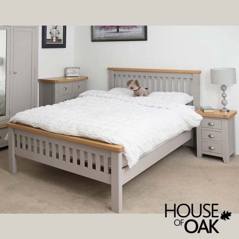 Tuscany Oak 4FT 6” Double Bed in Grey Painted