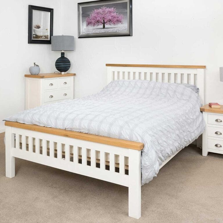 Tuscany Oak 4FT 6” Double Bed in White Painted
