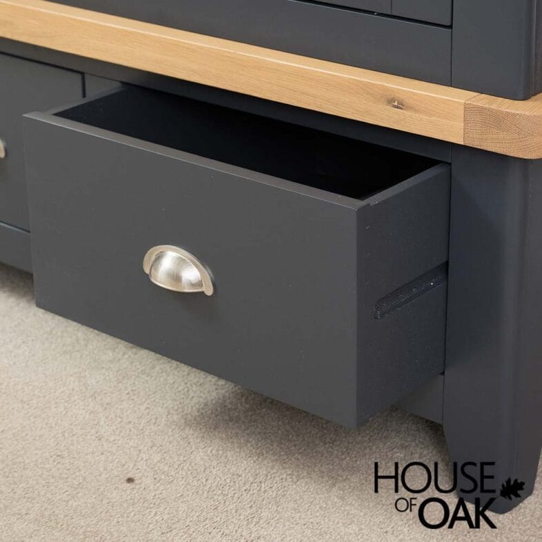 Tuscany Oak Triple Wardrobe with Drawers in Dark Blue Painted - Image 12