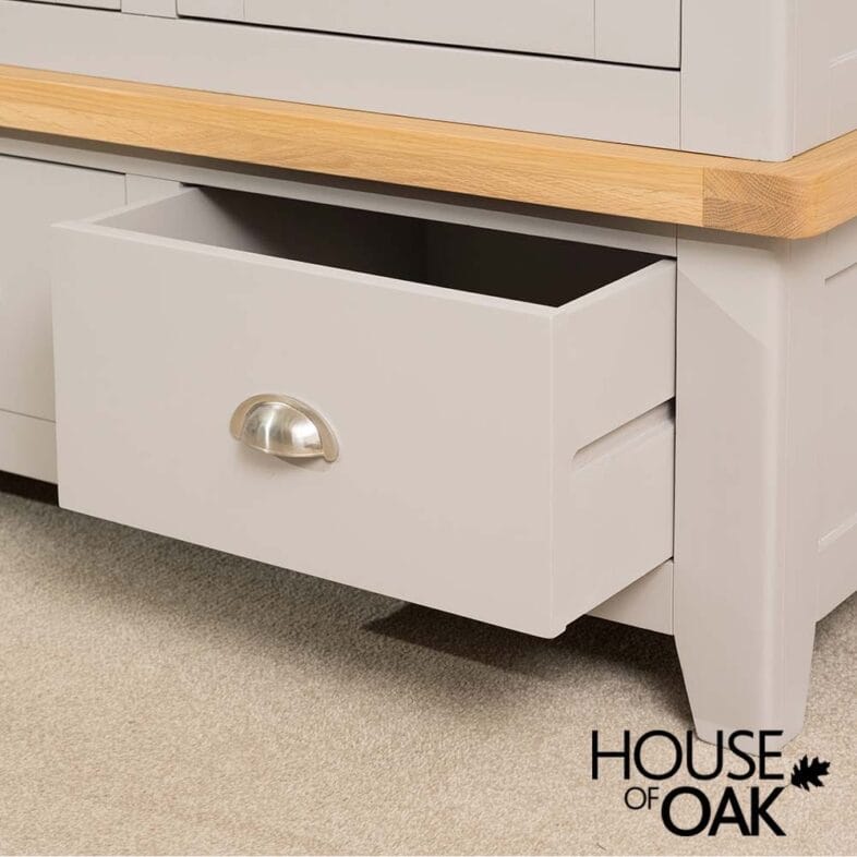 Tuscany Oak Triple Wardrobe with Drawers in Grey Painted - Image 2