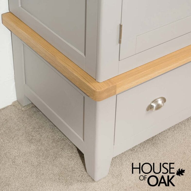 Tuscany Oak Triple Wardrobe with Drawers in Grey Painted - Image 5