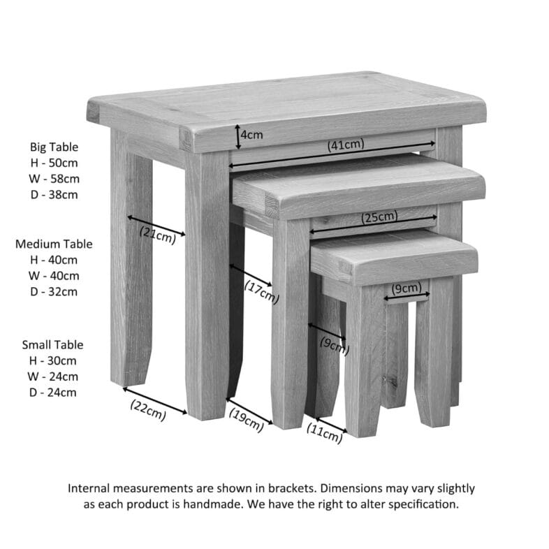 Buttermere Oak Nest of 3 Tables - Image 3