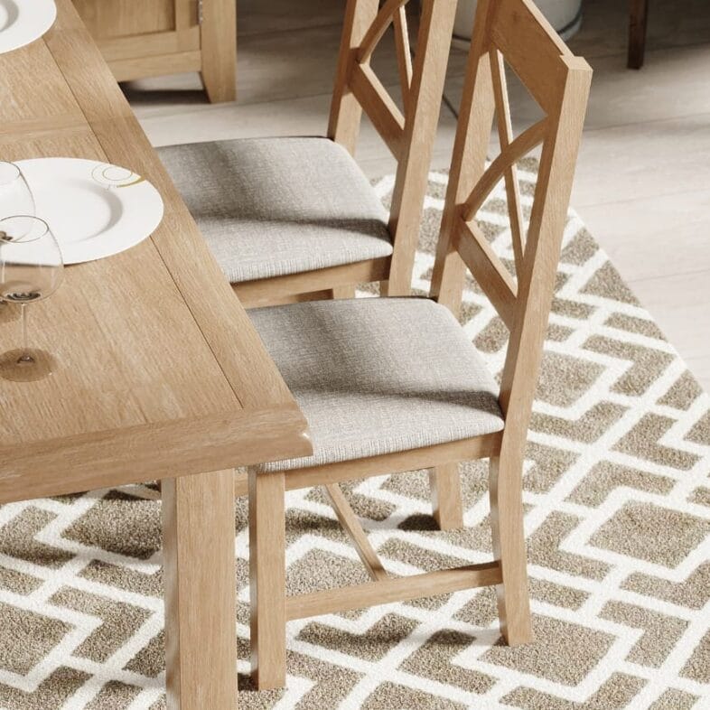 Buttermere Oak Cross Back Dining Chair with Grey Seat Pad