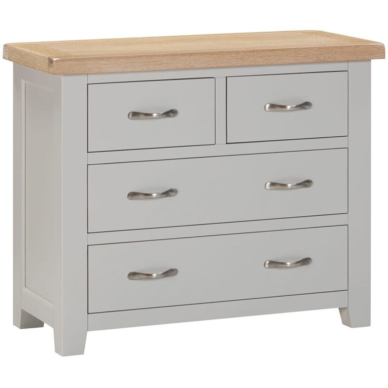 Buttermere Oak 2 Over 2 Drawer Chest of Drawers Painted in Moon Grey