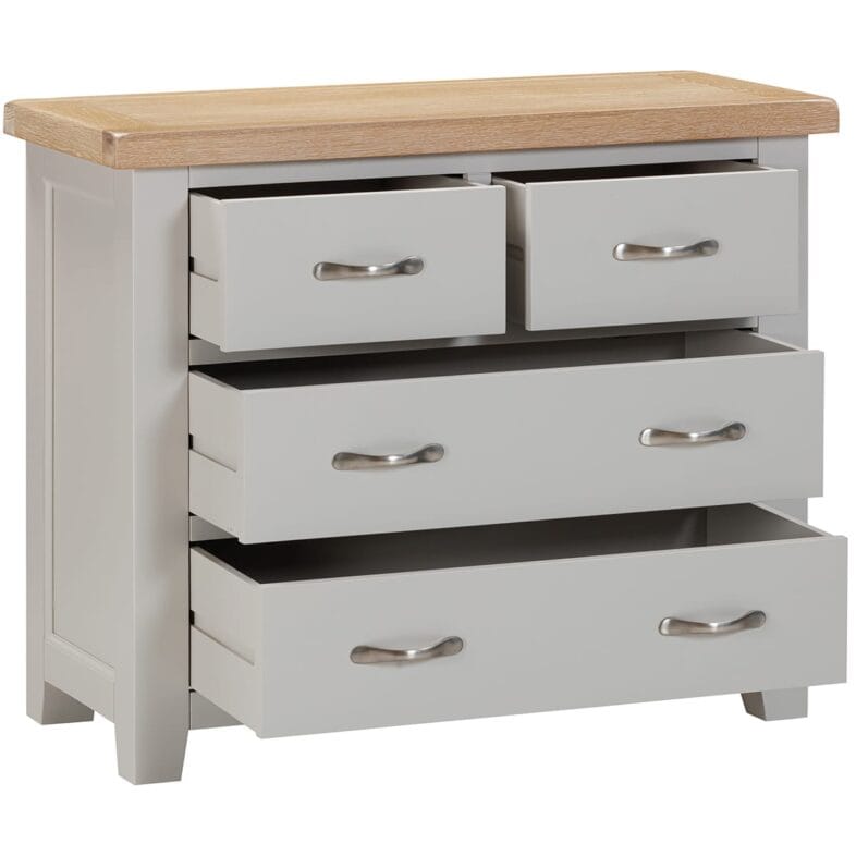 Buttermere Oak 2 Over 2 Drawer Chest of Drawers Painted in Moon Grey - Image 2