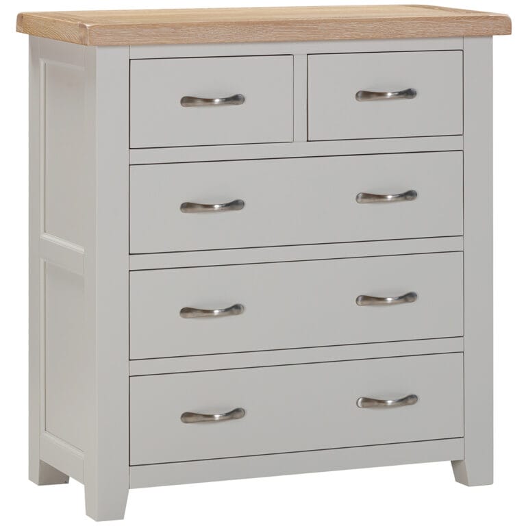 Buttermere Oak 2 Over 3 Chest of Drawers Painted in Moon Grey