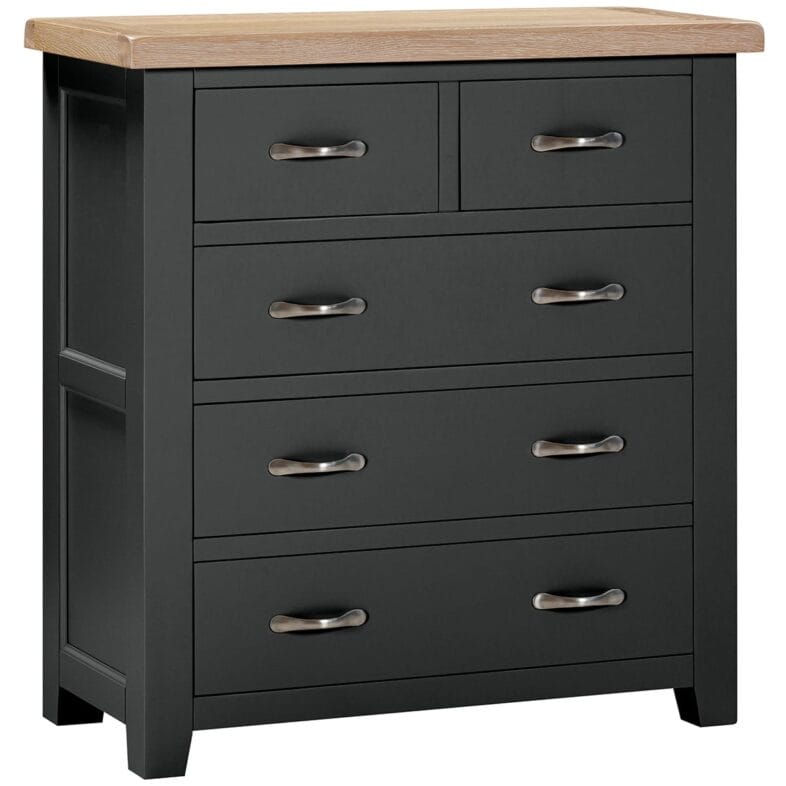 Buttermere Oak 2 Over 3 Chest of Drawers Painted in Raven