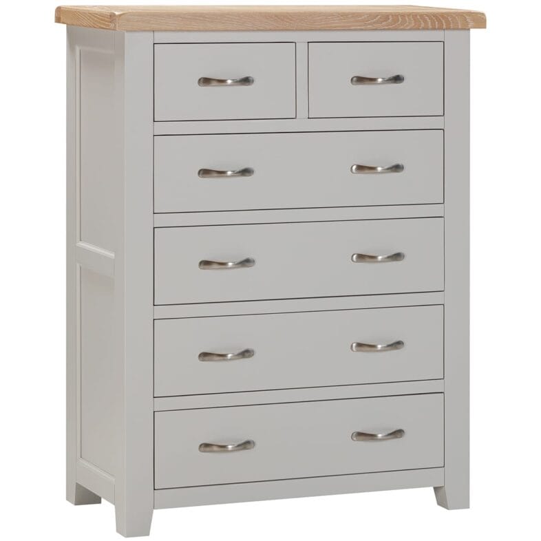 Buttermere Oak 2 Over 4 Chest of Drawers Painted in Moon Grey