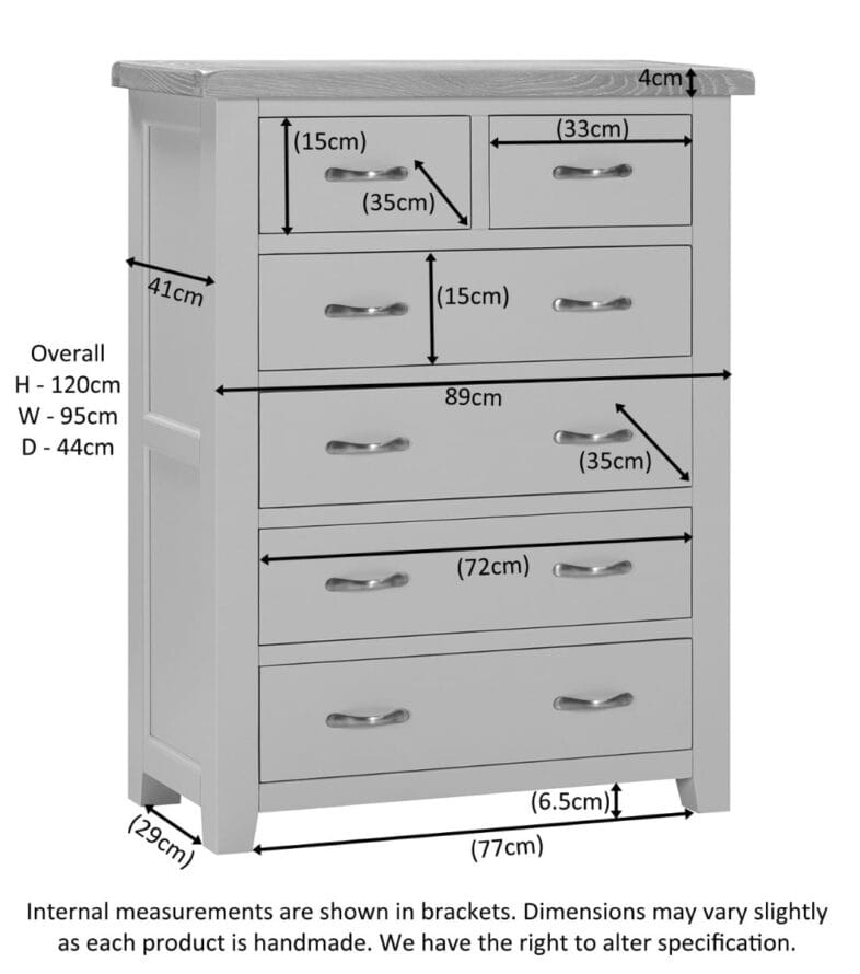 Buttermere Oak 2 Over 4 Chest of Drawers Painted in Raven - Image 2