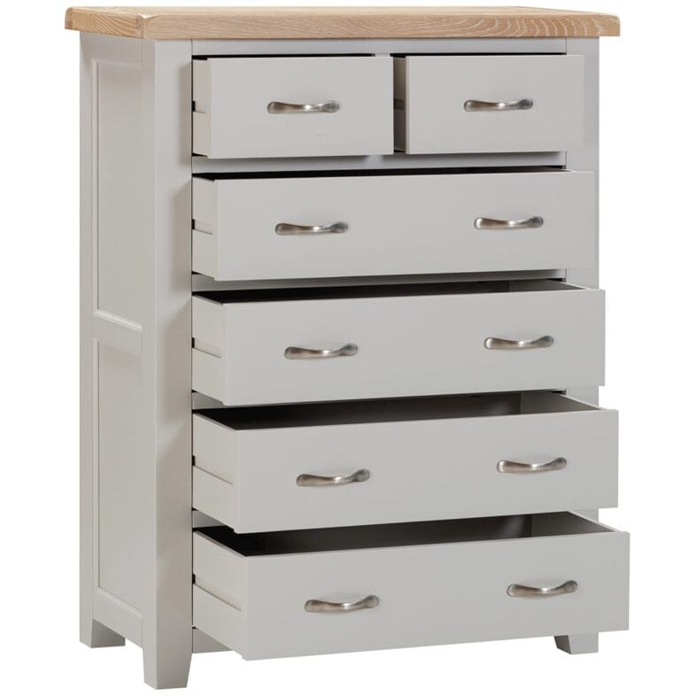 Buttermere Oak 2 Over 4 Chest of Drawers Painted in Moon Grey - Image 2