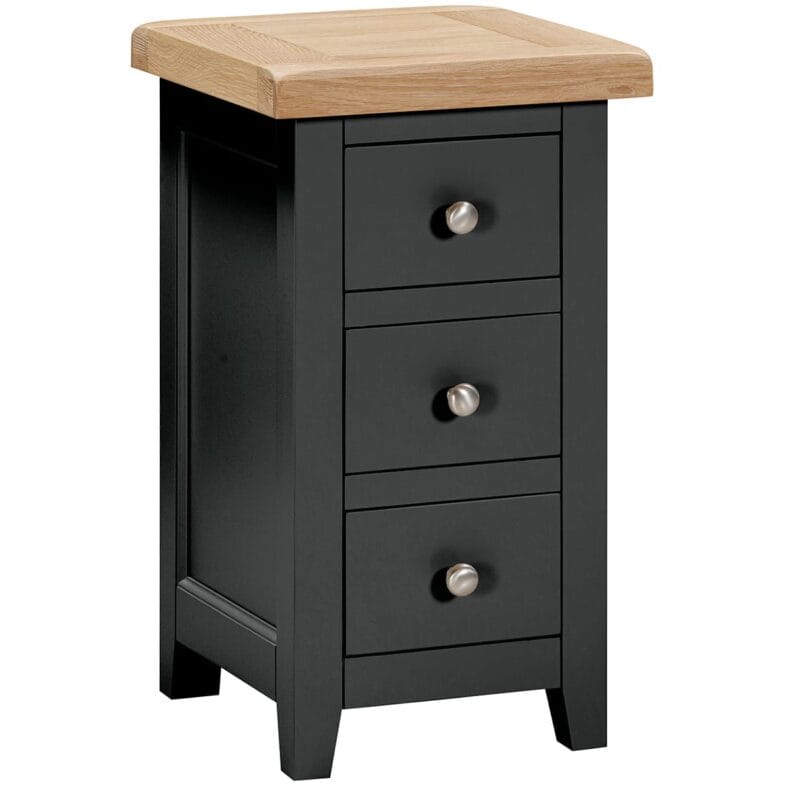 Buttermere Oak Compact 3 Drawer Bedside Painted in Raven