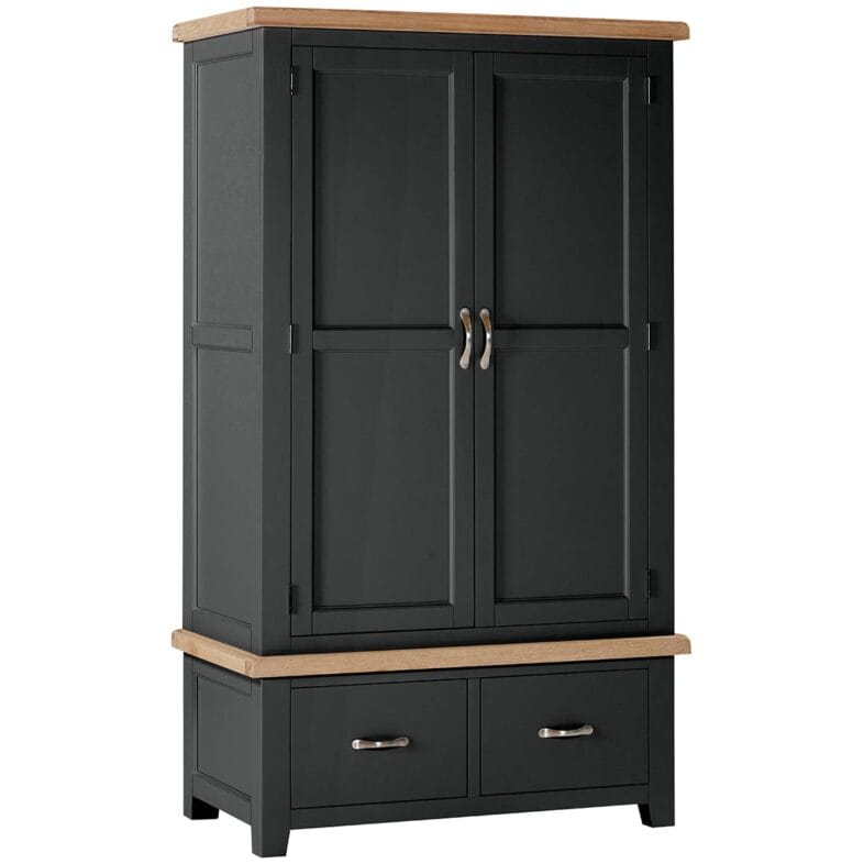 Buttermere Oak Double Wardrobe with 2 Drawers Painted in Raven