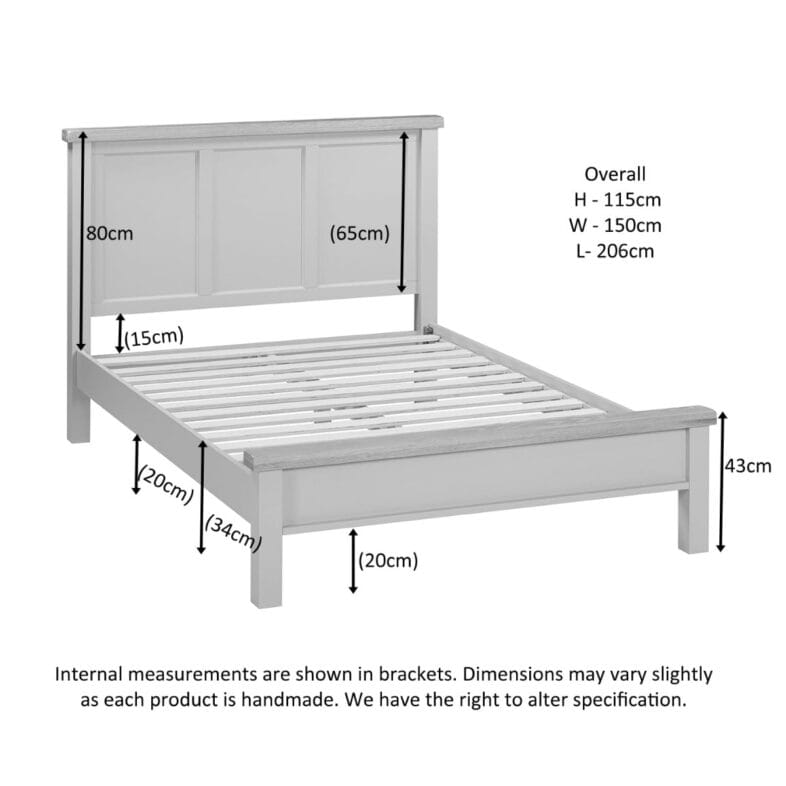 Buttermere Oak 4FT 6'' Double Bed with Low Footend Painted in Raven - Image 2