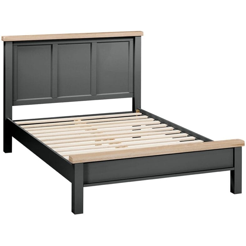 Buttermere Oak 4FT 6'' Double Bed with Low Footend Painted in Raven