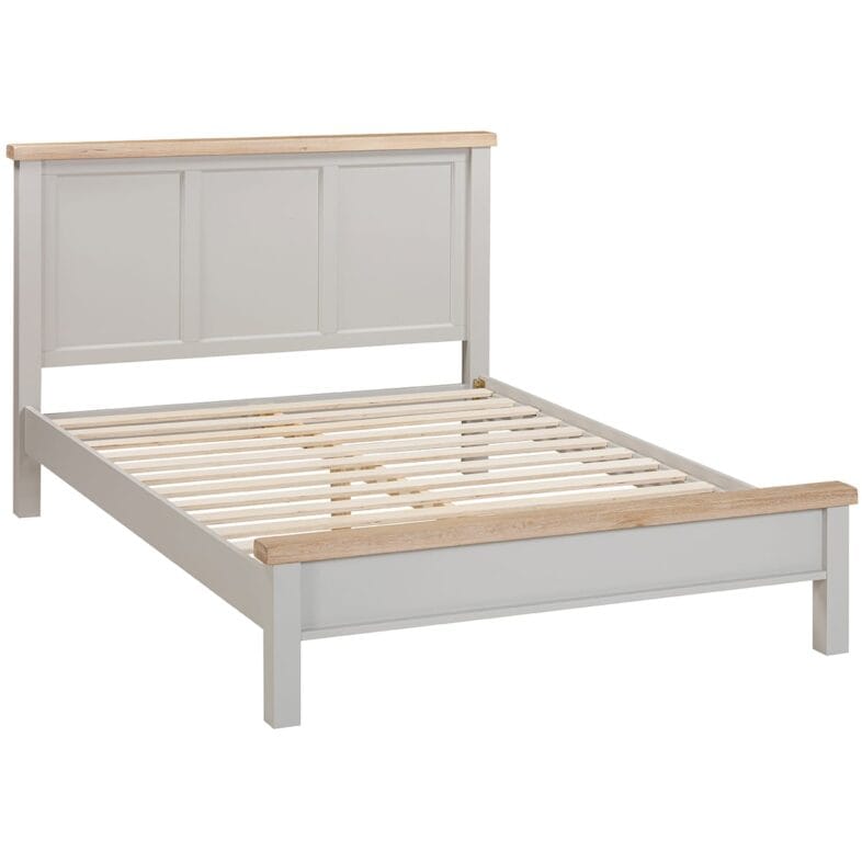 Buttermere Oak 5FT King Size Bed with Low Footend Painted in Moon Grey