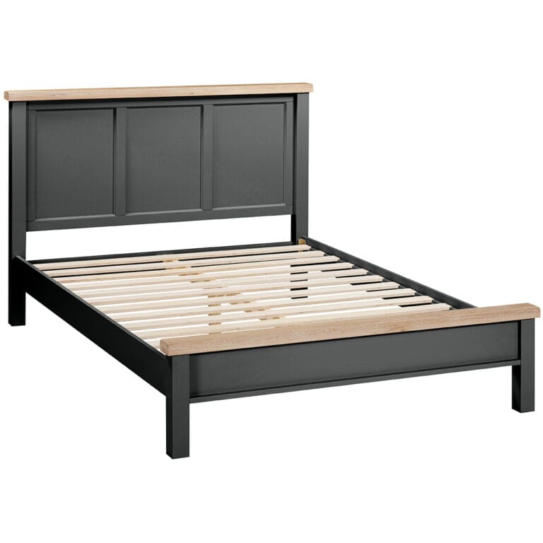 Buttermere Oak 5FT King Size Bed with Low Footend Painted in Raven