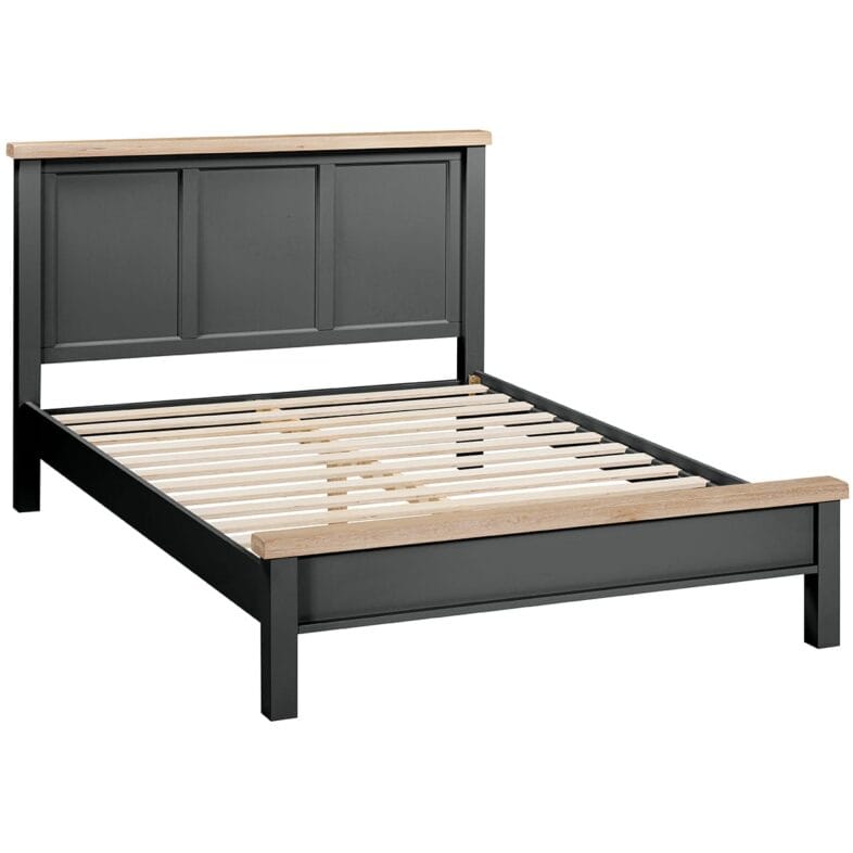 Buttermere Oak 5FT King Size Bed with Low Footend Painted in Raven