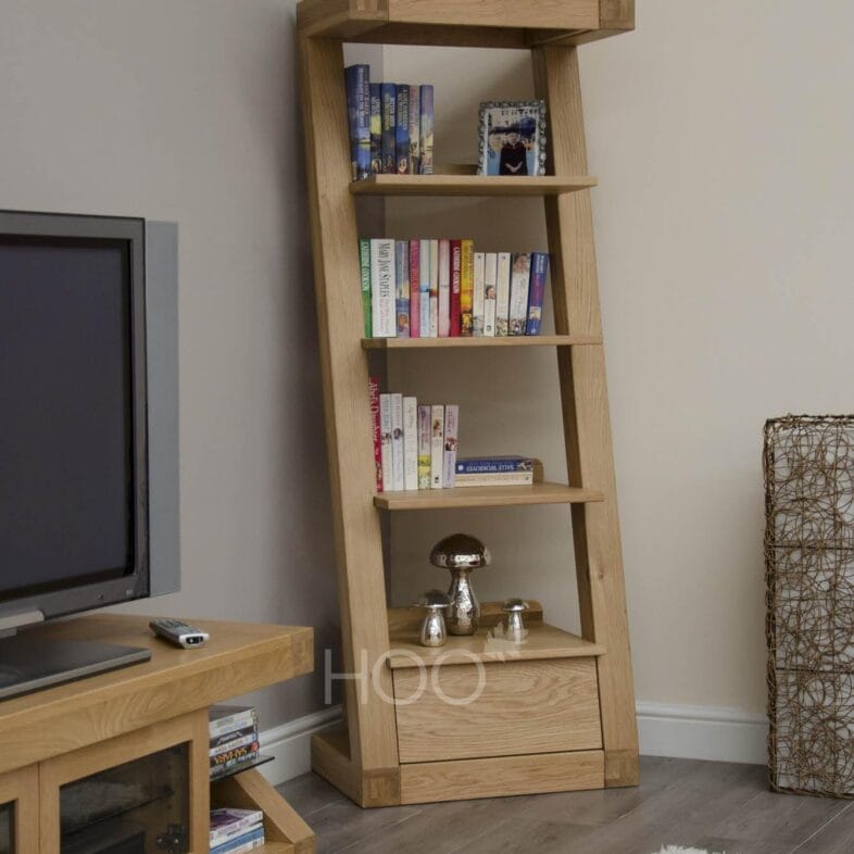 Z Oak 1 Drawer Narrow Bookcase