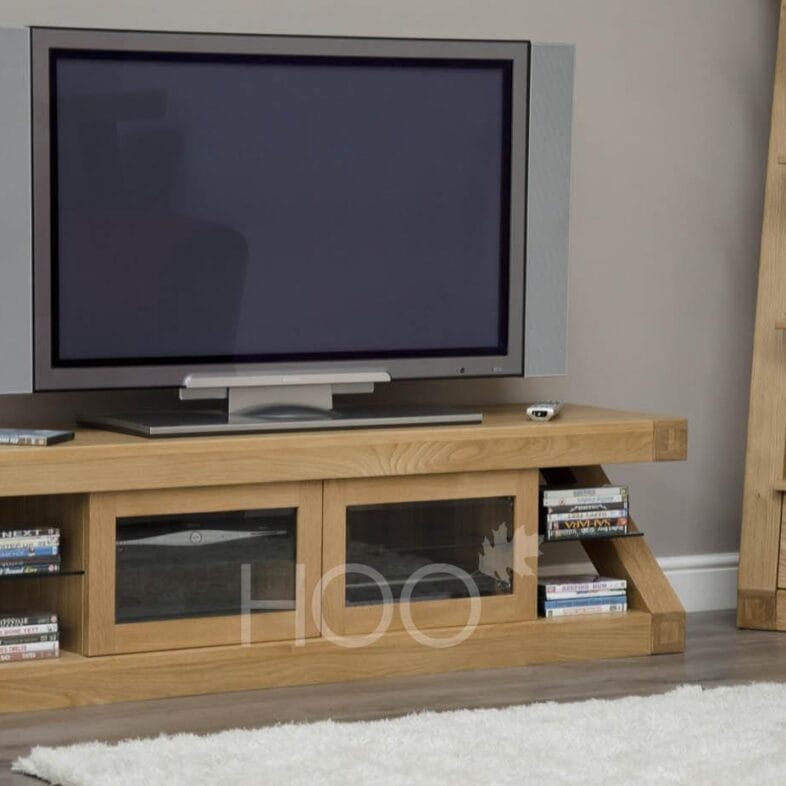 Z Oak Glass Plasma TV Unit