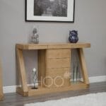 Z Oak Wide Console Table with Drawers - Image 2