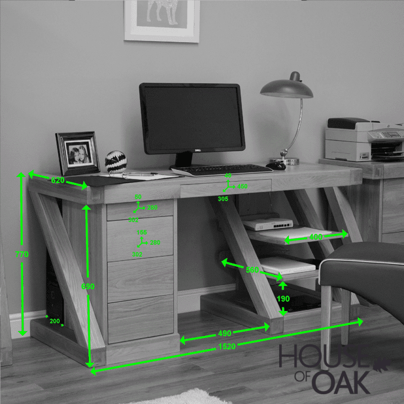 Z Oak Large Computer Desk - Image 6
