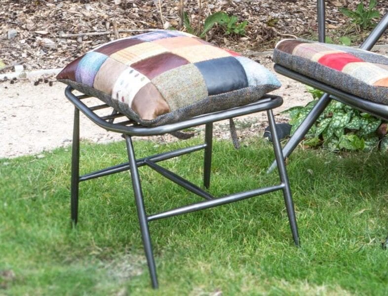 Ely Stool in Mixed Patchwork and Leather