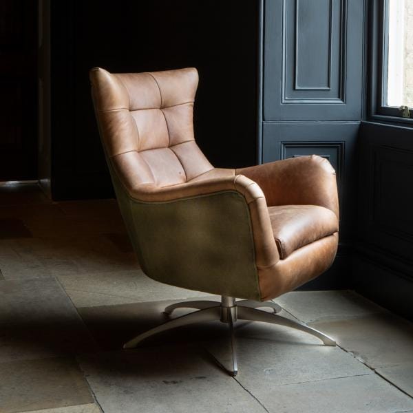 Fallon Chair in Leather and Canvas