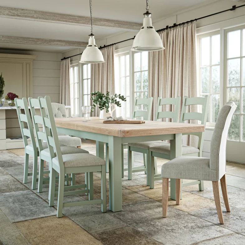 London Oak Dining Room Furniture in Sage Painted