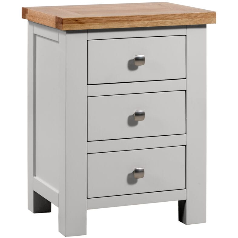 Keswick Moon Grey 3 Drawer Bedside Cabinet