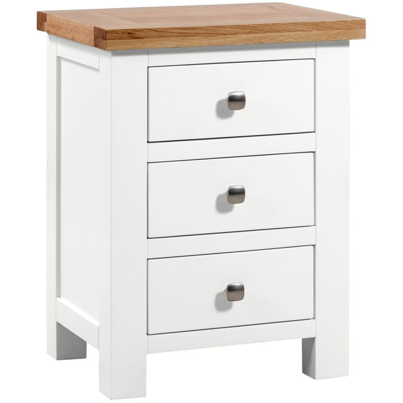 Keswick White 3 Drawer Bedside