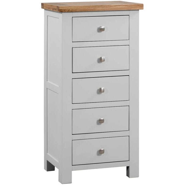 Keswick Moon Grey 5 Drawer Narrow Chest