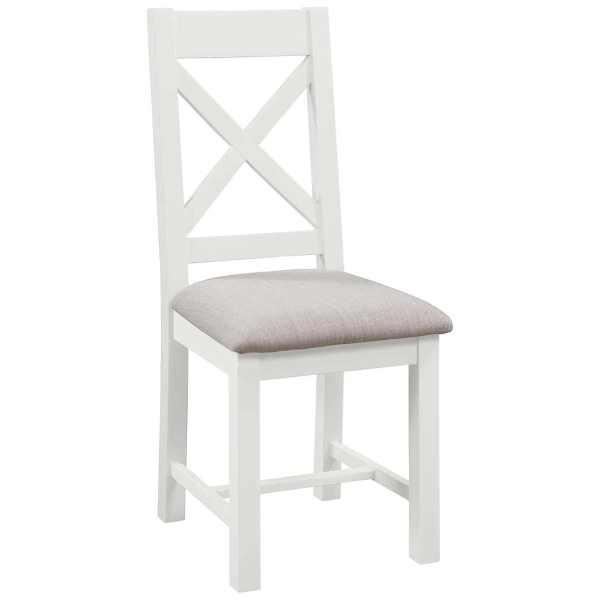 Keswick White Cross Back Chair With Fabric Seat