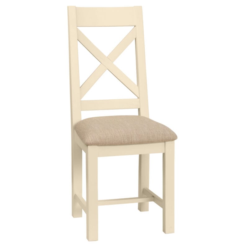 Keswick Ivory Cross Back Chair With Fabric Seat