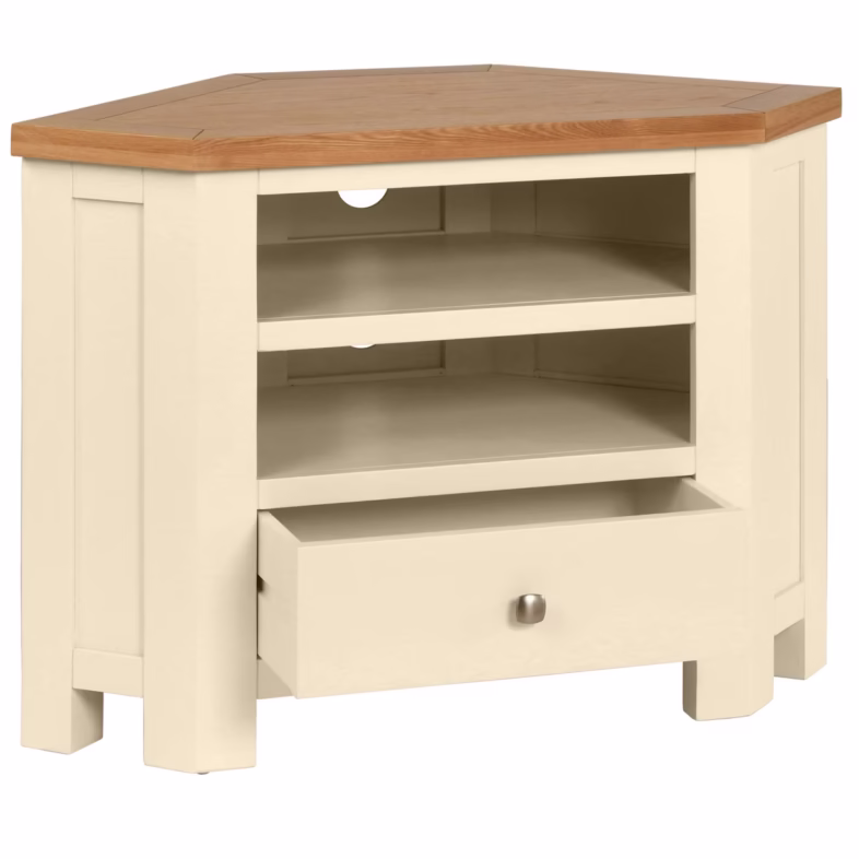 Keswick Ivory Corner TV Cabinet open