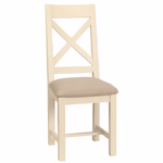 Keswick Ivory Cross Back Chair With Fabric Seat - Image 2